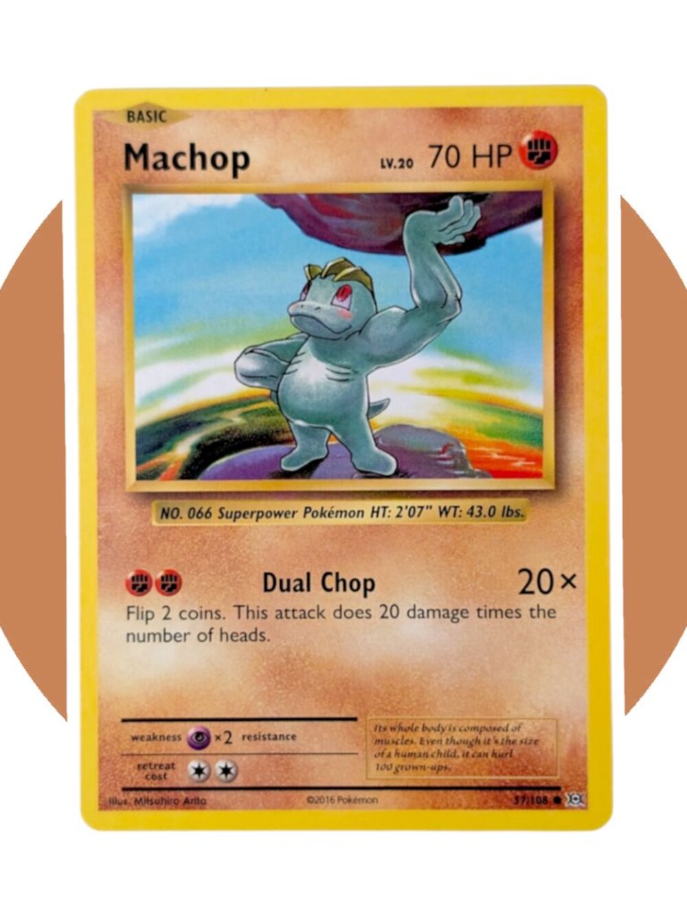 XY Evolutions Pokemon Card (A54): Machop 57/108, Mitsuhiro Arita